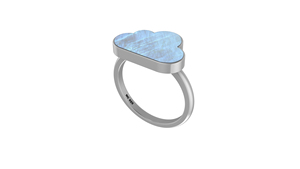 Anillo apilable de Plata de Ley 925, ajuste de bisel, piedra lunar arcoíris, piedra preciosa, forma de nube, rebanada, moda, Unisex - Product Image 2