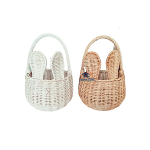 Panier de rangement personnalisé en forme de lapin tissé à la main en rotin utilisé pour le pique-nique et la décoration - Product Image 1