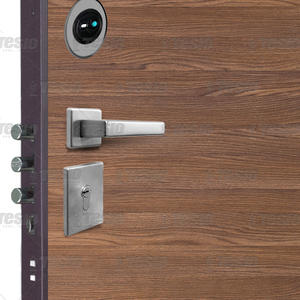 Moderna puerta de seguridad LE005 Acero inoxidable Acabado en madera de roble natural Alta resistencia al aire-agua-viento Villas antirrobo superiores - Product Image 5