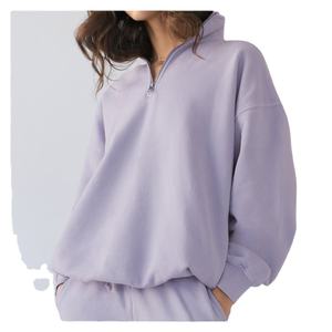 Sudadera con capucha personalizada de alta calidad para mujer con bolsillo 100 _ algodón polar manga larga cuarto cremallera señoras mujeres invierno Tops Streetwear - Product Image 5