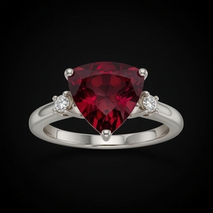 แหวนหมั้นโกเมน925เงินแท้สำหรับผู้หญิงพลอยสีแดงรูปไข่และเพชรด้านข้าง - Product Image 6