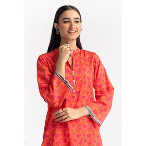 Conjunto Casual de Dos Piezas para Mujer, Estampado Dobby Naranja, Talla XXS, Top de Manga Tres Cuartos, Diseño de Dos Piezas para Primavera/Verano, Crepé - Product Image 6