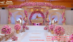 Décor de mandap en bois de style vintage traditionnel, magnifique mandap de mariage rond en bois, style designer londonien, décor de mandap en bois au Royaume-Uni - Product Image 2