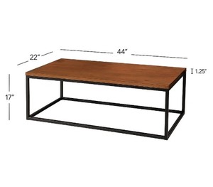 Table basse en bois couleur noyer de style moderne avec cadre en métal noir durable pour meubles décoratifs de salon de bureau à domicile - Product Image 2