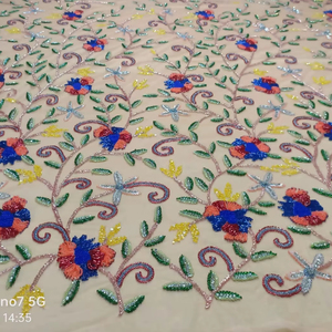 Tissu en maille tricotée à la main, style croisé, brodé de perles, écologique, de luxe, 3D - Product Image 1