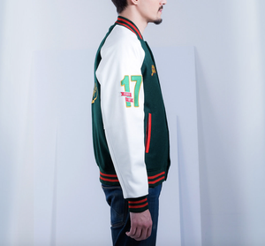 CHAQUETA LETTERMAN PERSONALIZADA MANGAS RAGLÁN BOMBER VARSITY JACKET BODY DE LANA MANGAS DE CUERO HOMBRE TALLA GRANDE OEM 2024 AL POR MAYOR - Product Image 3