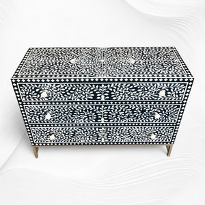 Commode console moderne à 7 tiroirs incrustation d'os qualité artisanat direct en gros inde pour chambre à coucher tabourets de bureau à domicile poufs - Product Image 2