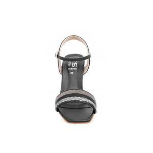 Black FN5709 <b>Heeled</b> <b>Sandal</b> with Fancy Detail - Product Image 1