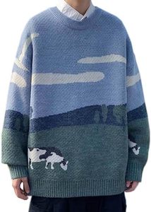 สเวตเตอร์ถักแบบสวมศีรษะสำหรับผู้ชายและผู้หญิงเสื้อกันหนาวแฟชั่นแนวสปอร์ตใส่ได้ทั้งชายและหญิงผ้าแจ็คการ์ดผ้าคอตตอนถักแบบลำลองสำหรับฤดูหนาว - Product Image 2