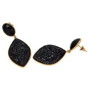 Hydro – boucles d'oreilles rondes et Marquise en argent Sterling 925, Onyx noir et Onyx noir - Product Image 1