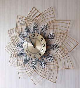 Trending Wall <b>Art</b> Metal <b>Clock</b> Gold Finished Unique Decoration Wall <b>Clock</b> With Flower Design Used for Home Hotel . - Product Image 1