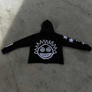 Ropa de calle personalizada, parche bordado desgastado de peso pesado, Sudadera con capucha recortada con cremallera cuadrada lavada con ácido de Terry francés para hombres - Product Image 6