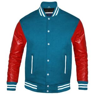 High Quality Men's Vintage Style Varsity <b>Jacket</b> with Stand Collar and Front Logo Wholesale OEM Service - Product Image 1
