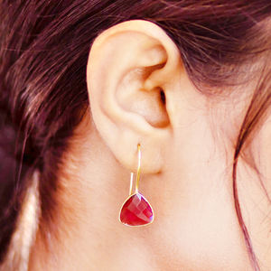 Calcédoine bleue à facettes trillion forme pierre précieuse 925 argent Sterling métal lunette réglage balancent boucle d'oreille bijoux pour femmes - Product Image 3