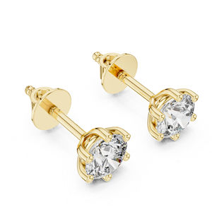 ต่างหูเพชรทรงหยดน้ำทรงกลมสีเหลืองทอง 14K ที่เพาะเลี้ยงในห้องปฏิบัติการ |   ต่างหูสำหรับใส่ทำงาน |   เพชรที่เพาะเลี้ยงใหม่ - Product Image 3