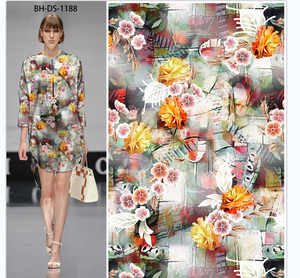 Bajo Moq Diseño digital personalizado 100% Viscosa Impresión digital Tela de popelina de rayón - Product Image 1