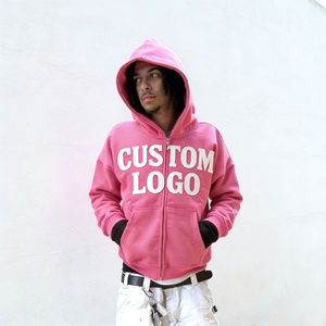 Sweat-shirts tendance rose vif personnalisés pour hommes, logo personnalisé, coupe ample, 100% coton French Terry avec poche, sweat-shirts décontractés pour hommes - Product Image 2