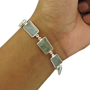 Elegante pulsera de plata, joyería que viene con piedras preciosas de Aguamarina elaboradas a partir de 925, cadena de plata sólida, joyería Bohemia para niñas - Product Image 1