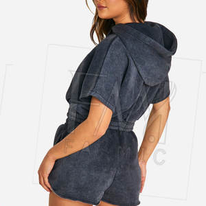 Conjuntos de Dos Piezas Casuales de Verano para Mujer, Tallas Grandes, Sudadera Corta con Forro, Diseño Liso Teñido, Opciones de Color Personalizadas, Precio Razonable - Product Image 2