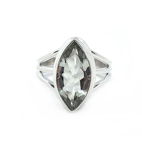 แหวนเงินสเตอร์ลิง925ประดับพลอยอเมทิสต์สีเขียวตัดแบบมาร์คีเหมาะสำหรับงานแต่งงานและงานปาร์ตี้ - Product Image 1