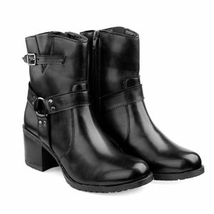 Botines de Mujer con Tacón Alto y Grueso, Casuales, Elegantes, Impermeables, con Cierre de Cremallera, Decoración Exclusiva, Nuevo - Product Image 4