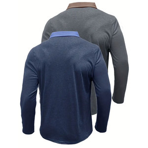 Paquete de Dos Camisas Formales de Manga Corta para Hombre, Tejidas, de Poliéster/Algodón, para Uso Diario - Product Image 3