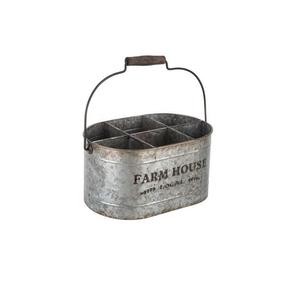 Vintage Rustic Stainless Steel Storage Garden <b>Caddy</b> Oval Shaped Utensil Organizer Handle Kitchen Dining Chopping Blocks Durable - Product Image 1