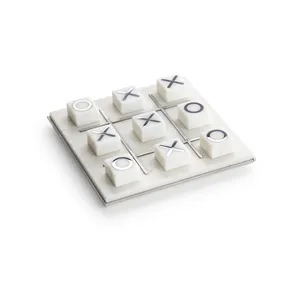 หินอ่อนสีขาวบริสุทธิ์ Tic Tac Toe ของขวัญที่สมบูรณ์แบบสำหรับวันเกิด Tic Tac Toe เกมในร่มสำหรับเด็กที่มีคุณภาพสูงเกมกระดาน - Product Image 6