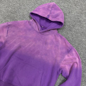 Sweat à capuche pour homme personnalisé, coton lourd vintage, molleton, taille plus, délavé à la pierre, effet usé, luxe, broderie 3D, motif uni - Product Image 5