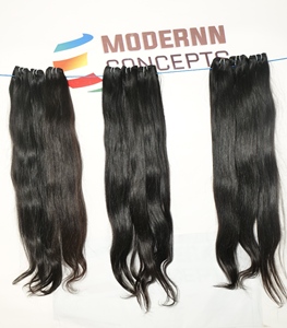 Indian One Doner Remy Virgen Natural Barato Ninguno que se desprende Color negro Sedoso Recto Paquete al por mayor Virgen Templo Cabello humano - Product Image 4