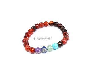 Natural Red Onyx Bracelet 7 Chakra Carved <b>Feng</b> <b>Shui</b> Style Semi-Precious Agate Gemstone <b>for</b> Jewelry Love Aura & Healing - Product Image 1