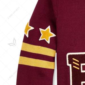 Pull universitaire personnalisé pour homme, en acrylique uni, tricoté, cardigan, broderie de lettres en chenille, logo de l'école, pull - Product Image 5