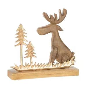 Ensemble de deux figurines d'anges de Noël décoratives en métal argenté avec bases et têtes en bois, élégant pour la table ou l'étagère de Noël - Product Image 3