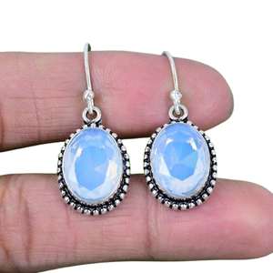 925 Sterling <b>Silver</b> Handmade Gemstone Spinner Chalcedony Girls Dangle <b>Earrings</b> Jewelry 925 Stamped <b>Solid</b> Natural Wedding Gift - Product Image 1