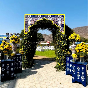 พวงมาลัยดอกดาวเรืองเทียมมาใหม่พร้อมขาตั้งสำหรับตกแต่งงานแต่งงานพวงมาลัยดอกไม้สำหรับตกแต่งทางเข้า - Product Image 1