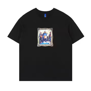 2025เสื้อยืดคอกลมทรงบ็อกซี่ฟิตสำหรับผู้ชายผ้าฝ้ายพิมพ์ลายสกรีนไซส์ใหญ่กว่าปกติสไตล์สตรีท DIY - Product Image 6