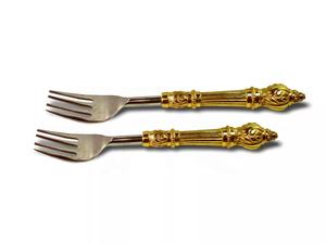 Juego de cubiertos de estilo único de 5 piezas Cubiertos de metal de latón Juego de cubiertos con asas doradas para el hogar usado - Product Image 3