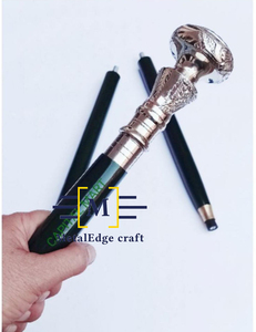 Canne de marche 3 fois 36 ''avec poignée en laiton, travail gravé brillant, bois poli, incrustation solide, anneau de sculpture, marche du matin, vente en gros, nouveau - Product Image 3