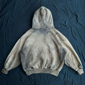 Usine en gros personnalisé Vintage lavé à capuche 100% coton graphique 450Gsm épais surdimensionné acide lavage pull vierge à capuche hommes - Product Image 2