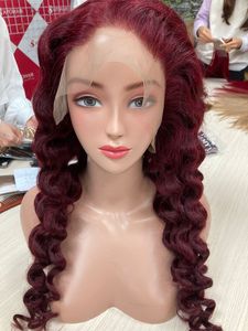 วิกผมลูกไม้แบบเต็มความหนาแน่นของ180% HD แบบหลวมสีดำเป็นลอนสำหรับผู้หญิงผมแท้จากจีนขายส่ง - Product Image 2