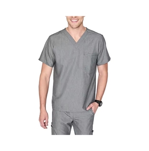New Arrival KATBROS INDUSTRY Custom Made Men's Medical <b>Scrub</b> <b>Tops</b> Summer V-Neck Casual Short Sleeve Cotton Polyester Spandex - Product Image 5