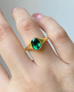 Elegant Oval Cut Emerald Original Moissanite Solitaire <b>Ring</b> 925 Silver with Gold Plated <b>Ring</b> for Partner Luxury Wedding Jewelry - Product Image 1