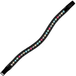 Banda de cuero personalizada con diamante negro y cadena de metal de cristal transparente en cuero genuino negro o marrón - Product Image 4