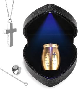 Mini urnes pour cendres humaines souvenir avec coeur boîte urne collier entonnoir beaux cadeaux commémoratifs petite crémation d'un être cher or - Product Image 1