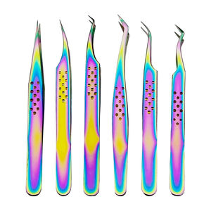 Pinces à cils en acier inoxydable avec logo personnalisé, couleurs arc-en-ciel, outils de maquillage beauté par INNOVAMED - Product Image 1