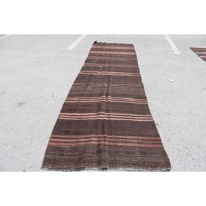 พรมตุรกีวินเทจ ขนาด 3.9x12.6 ฟุต สีน้ำตาลลายคิลิม - Product Image 1