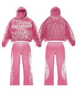 Conjunto de pantalones de chándal acampanados con estampado desgastado personalizado para hombre, ropa de calle de algodón 100% lavado ácido de gran tamaño, chándal de invierno estilo Hip Hop - Product Image 6