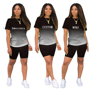 Nuevo chándales de talla grande 5XL para mujer, 2 piezas, logotipo personalizado, degradado, moda, informal, Sexy, conjunto de dos piezas de gran tamaño, conjunto de mujer - Product Image 1