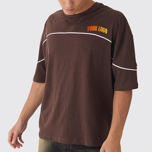เสื้อยืดผ้าเจอร์ซีย์แขนสั้นสำหรับผู้ชายทรงหลวมโอเวอร์ไซส์พิมพ์โลโก้ตามสั่งผ้าฝ้าย100% - Product Image 4