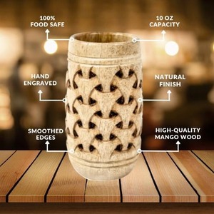 Tasse à boire en bois naturelle personnalisée faite à la main avec paille tasse à thé en bois tasse à café en vente à l'exportation - Product Image 2